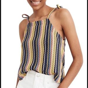 Texture & Thread Tie-Shoulder Tank Top in Rainbow Crochet